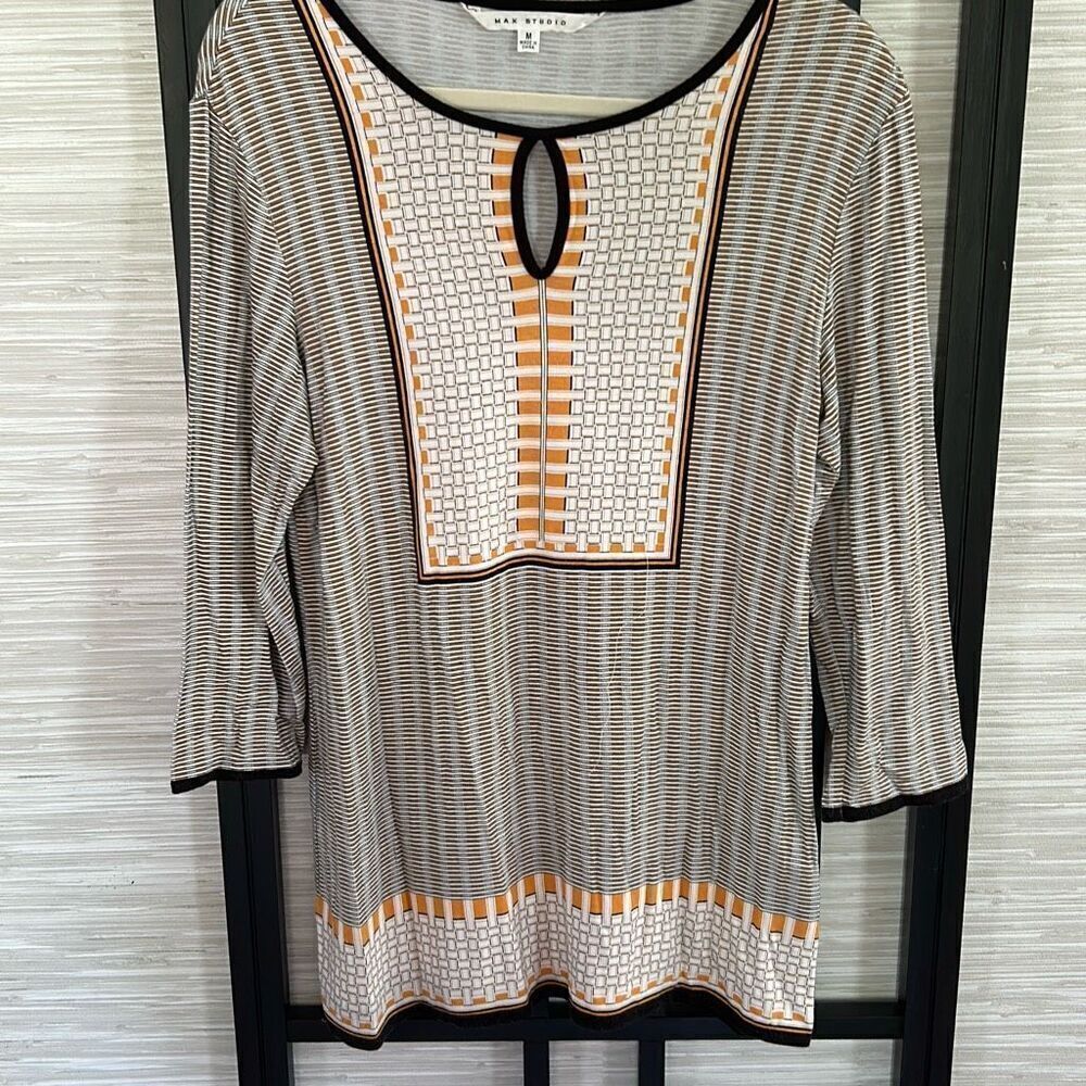 Max studio tunic top black orange M